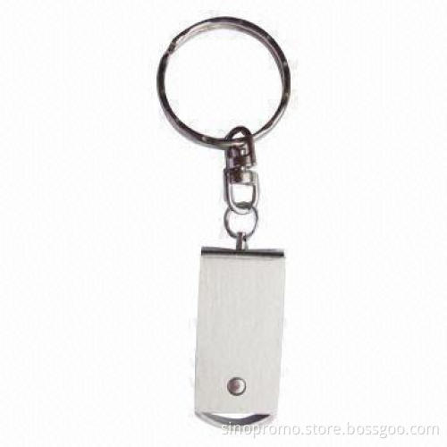 Mini Swivel USB Drive with Keychain, Made of Stainless Steel Material